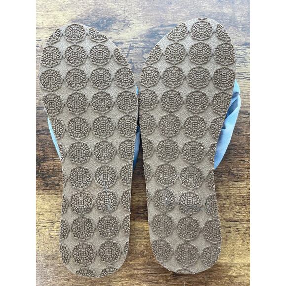 O'Rageous Womens 9 Blue Fabric Tie-Dye Knot Slip-In Sandals Summer Wear - Picture 5 of 6